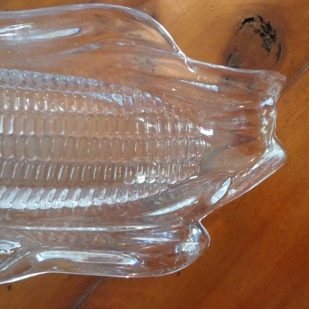 Lot of 2 Corn Dishes Hard Plastic Clear